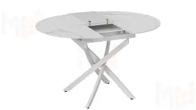 Стол обеденный раздвижной Бергамо Тип 1  Белый муар, Стекло матовое белый мрамор