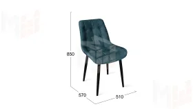 Стул BOSTON Черный муар, Велюр V006 бирюзовый