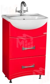 Тумба под умывальник Домино "Уют 60 Смайл" красная