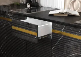 Кухонный гарнитур Милена 2,0 (мрамор белый/мрамор блэк)