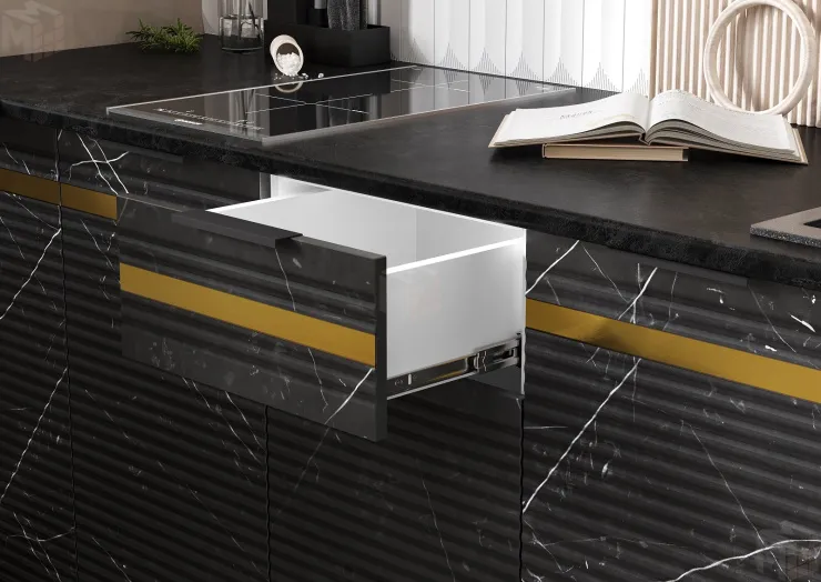 Кухонный гарнитур Милена 2,0 (мрамор белый/мрамор блэк)