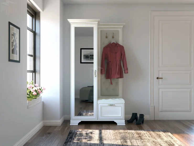 Прихожая Каприз Мягкая Белый/Ясень анкор патина №3