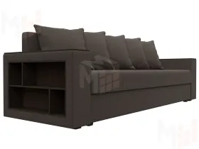Диван прямой Дубай Лайт полки слева ( Коричневый )