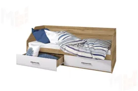 Кровать Ненси 80/2 ящика (дуб золотой/белый глянец)