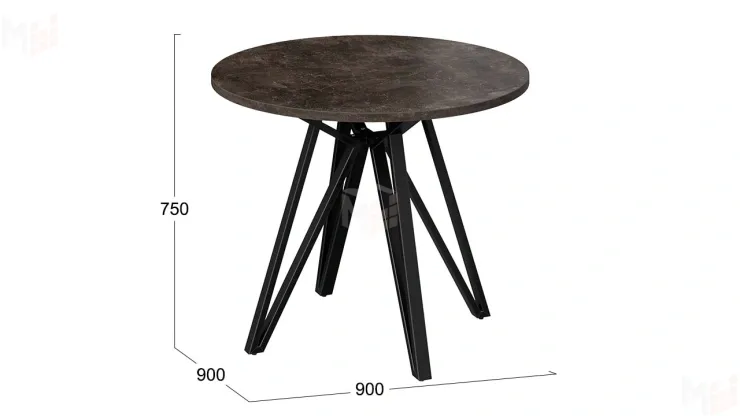 Стол обеденный Ройс Тип 2 Черный муар/Ателье темное