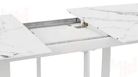 Стол обеденный Орфей Белый муар, Стекло глянцевое белый мрамор