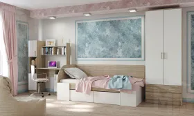 Спальня детская БЕАТРИС Дуб Сонома - Белый глянец №9