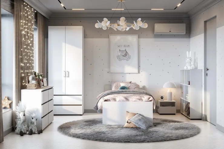 Шкаф двухстворчатый Токио с двумя ящиками Белый