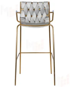 Стул барный DOBRIN MILLER GOLD (светло-серый велюр (135-37))