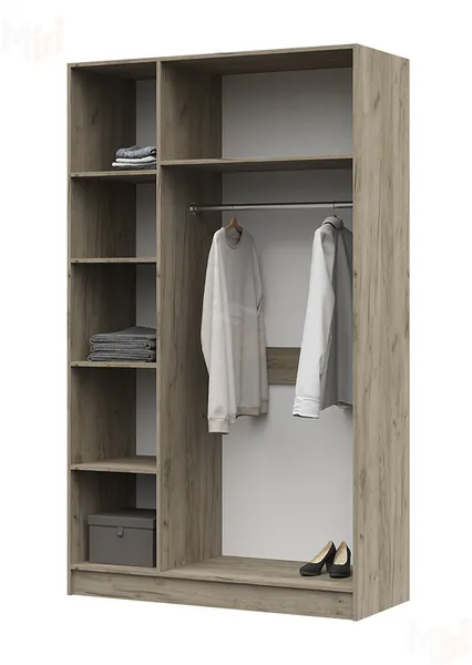 Шкаф 3-х створчатый Басса ШК-553 дуб крафт серый - дуб крафт белый