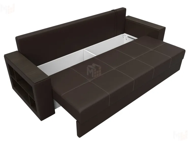 Диван прямой Дубай Лайт полки слева ( Коричневый )