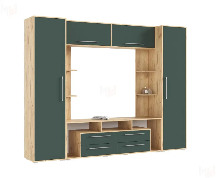 Гостиная Гармония МДФ Дуб крафт/Браш мени грин