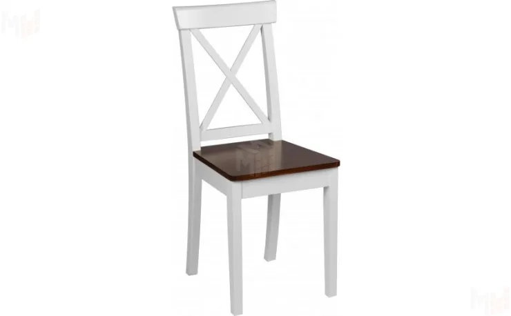 Стул деревянный с жестким сиденьем Бергольф Белый/Темный орех
