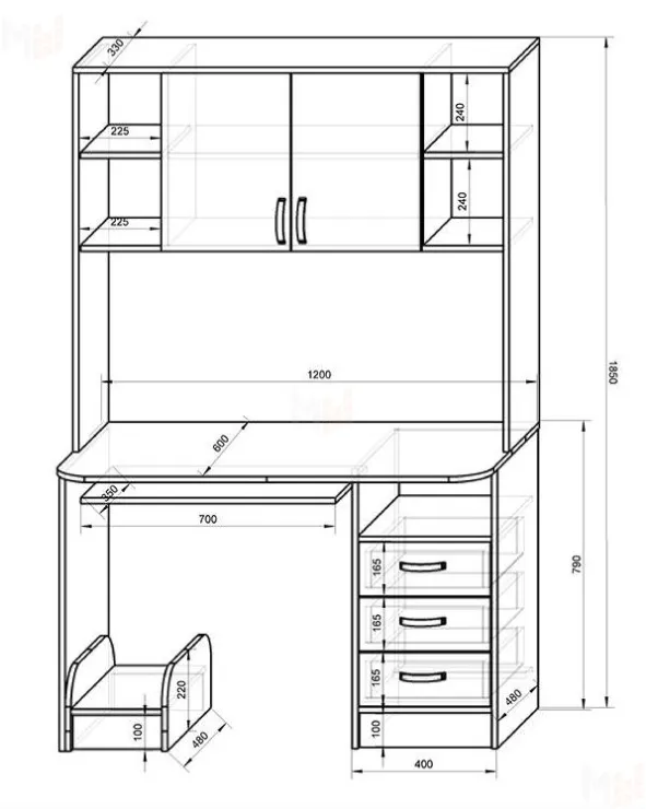  Стол с надстройкой Фанки Кидз Классика ФКК-13/14