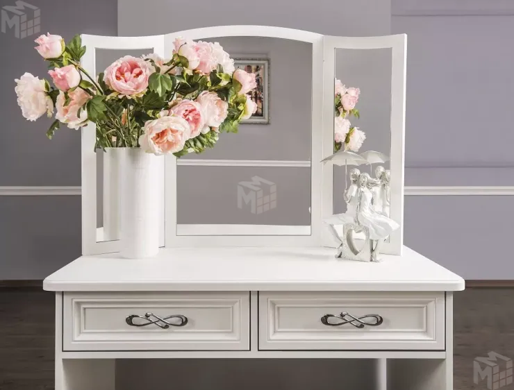 Зеркало трельяж Мишель для туалетного столика белый матовый