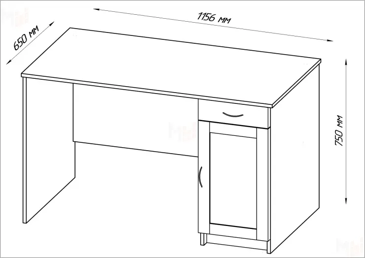 Стол письменный Кастор 116*65 с тумбой (белый)