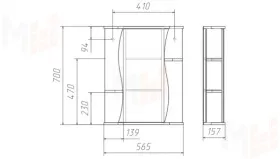 Зеркало-шкаф Волна-2 55 см правый