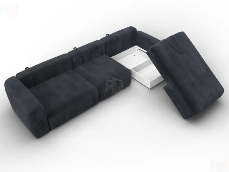 Диван угловой Лига-066 НПБ Лонг угол правый ( TOWER 11 темно-серый )