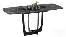 Стол обеденный Орфей Черный муар, Стекло глянцевое черный мрамор