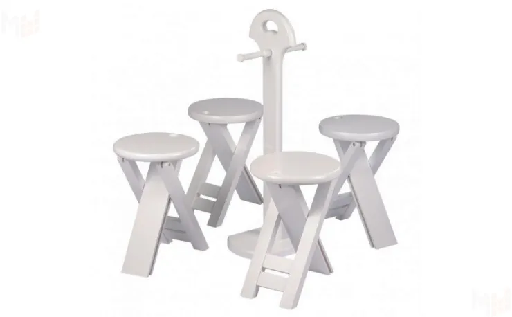 Табурет складной деревянный Оливия Белая эмаль