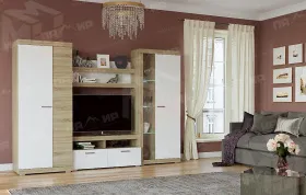 Гостиная Соната Композиция 2 Дуб Сонома - Белый глянец