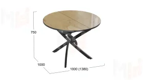 Стол обеденный Diamond Тип 3 - КМ+02.68.000.168 Черный муар, Бунратти глянец