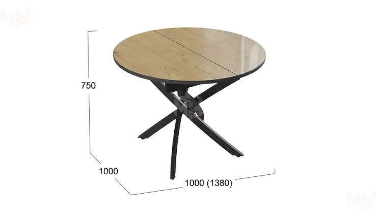 Стол обеденный Diamond Тип 3 - КМ+02.68.000.168 Черный муар, Бунратти глянец