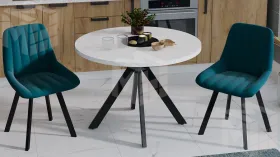 Стол обеденный раздвижной Стокгольм Тип 1  Черный муар, Стекло глянцевое белое