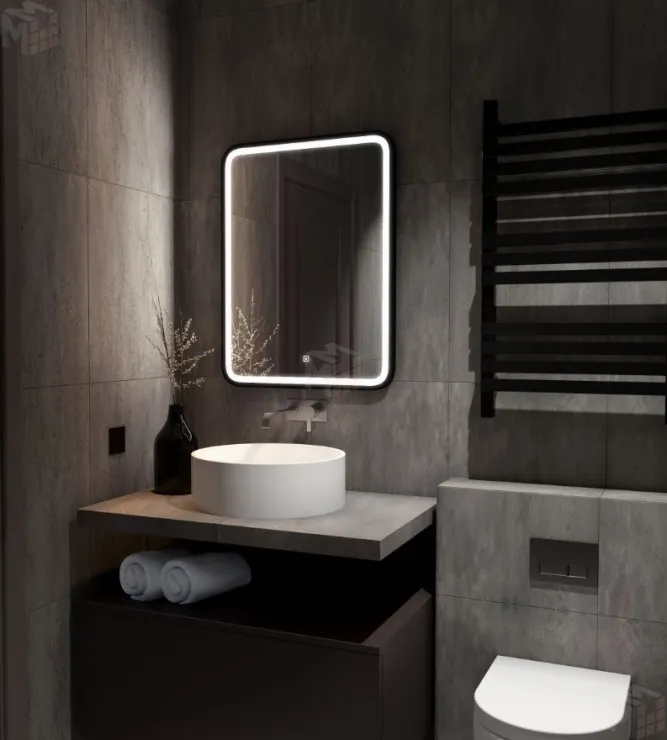 Зеркало с LED подсветкой Enjoy Black 600х800