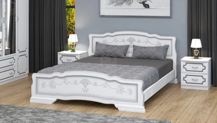 Кровать Карина-6 (160*200) с основанием, белый жемчуг