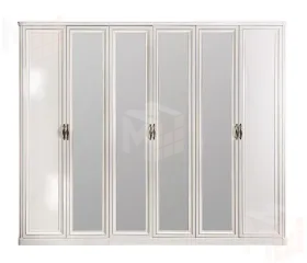 Шкаф Натали 6-дверный (2+2+2) с зеркалом белый глянец