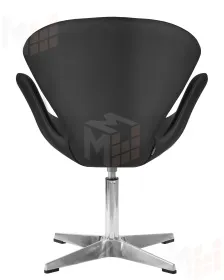 Кресло дизайнерское DOBRIN SWAN (черный кожзам P13, алюминиевое основание)