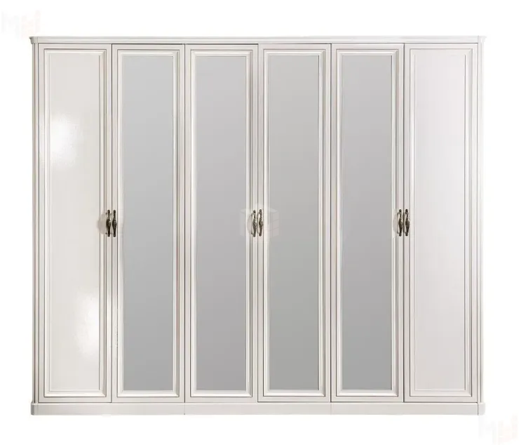 Шкаф Натали 6-дверный (2+2+2) с зеркалом белый глянец