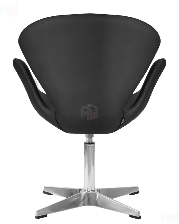 Кресло дизайнерское DOBRIN SWAN (черный кожзам P13, алюминиевое основание)