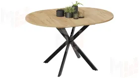 Стол обеденный раздвижной Мэдисон Тип 1 Черный муар, Дуб Крафт золотой