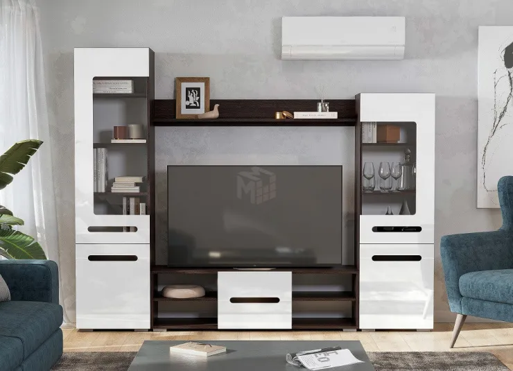 Гостиная МГС 6 Исп 1 Венге-Белый глянец