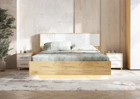 Ирис Кровать парящая 1,6м (ортопед дерево) (Браш Вайт/Дуб Крафт, Дуб Крафт)