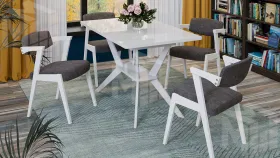 Стул Гонконг 2 - N-242 Белый матовый, тк. №209 Велюр Jercy stone