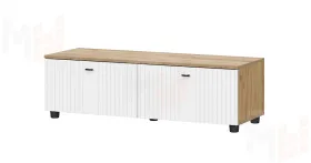Тумба ТВ Милан со створками Дуб Золотой/Белый матовый