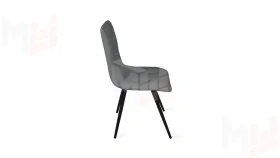 Стул Бруно (конус Т3) Черный муар матовый, Кожзам Серый