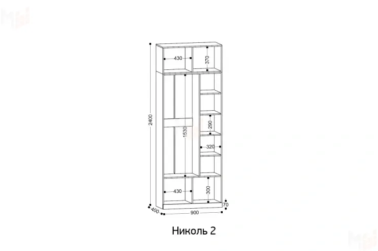 Шкаф 2-х створчатый Николь 2 Кашемир/Ручки-черные матовые