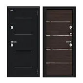Входная металлическая дверь Thermo Лайн Букле черное/Wenge Veralinga