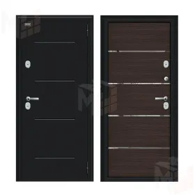 Входная металлическая дверь Thermo Лайн Букле черное/Wenge Veralinga