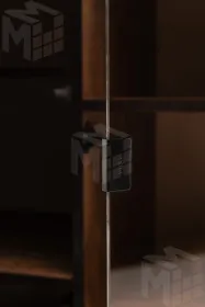 Стеллаж Копенгаген со стеклом (венге/черный матовый)