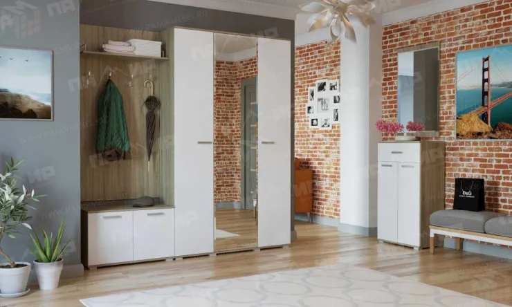 Модульная прихожая ИТАЛИЯ Сонома-Белый глянец