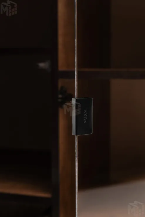 Стеллаж Копенгаген со стеклом (венге/черный матовый)