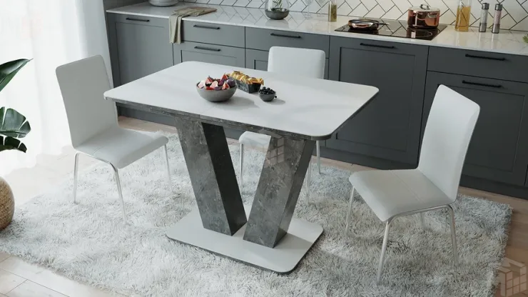 Стол раздвижной Чинзано Тип 1 Моод темный/стекло белое матовое