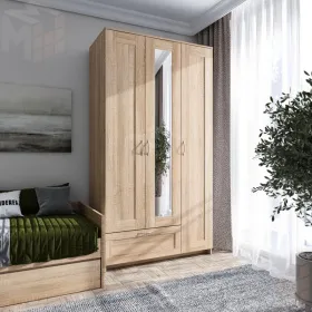 2.02.01.510.3 СИРИУС шкаф 3 двери и 1 ящик 117х59х220 сонома RU (с 1 зеркалом)