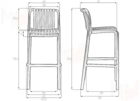 Стул барный DOBRIN CHLOE BAR (темно-серый)