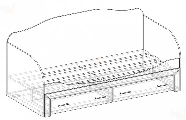 Кровать с ящиками Коллекция Мартина (Дуб приморский/Дуб юкон)
